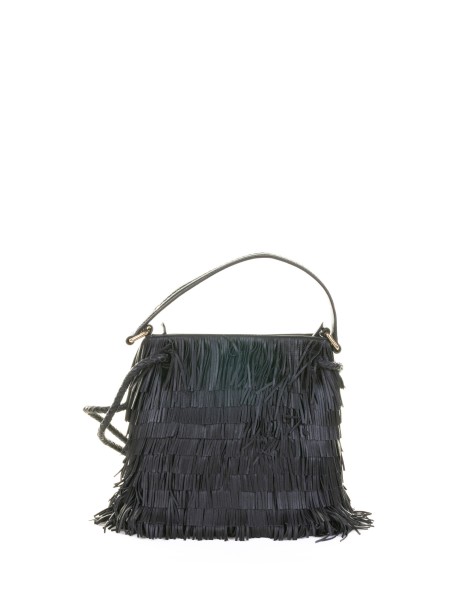 Borsa a spalla Diletta nero in nappa con frange