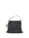 Borsa a spalla Diletta nero in nappa con frange