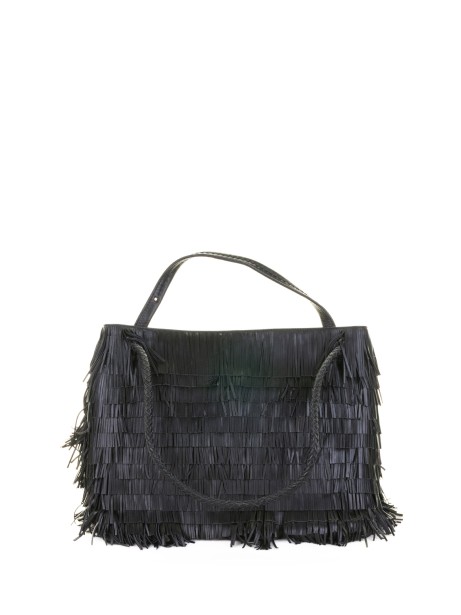 Borsa a spalla Diletta nero large in nappa con frange