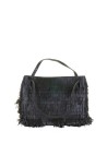 Borsa a spalla Diletta nero large in nappa con frange