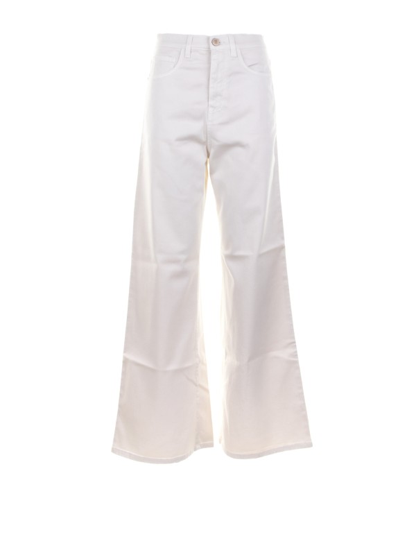 Cream 5-Pocket High-Waisted Trousers