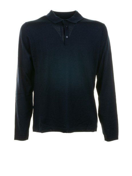 Maglioncino a polo blu navy uomo