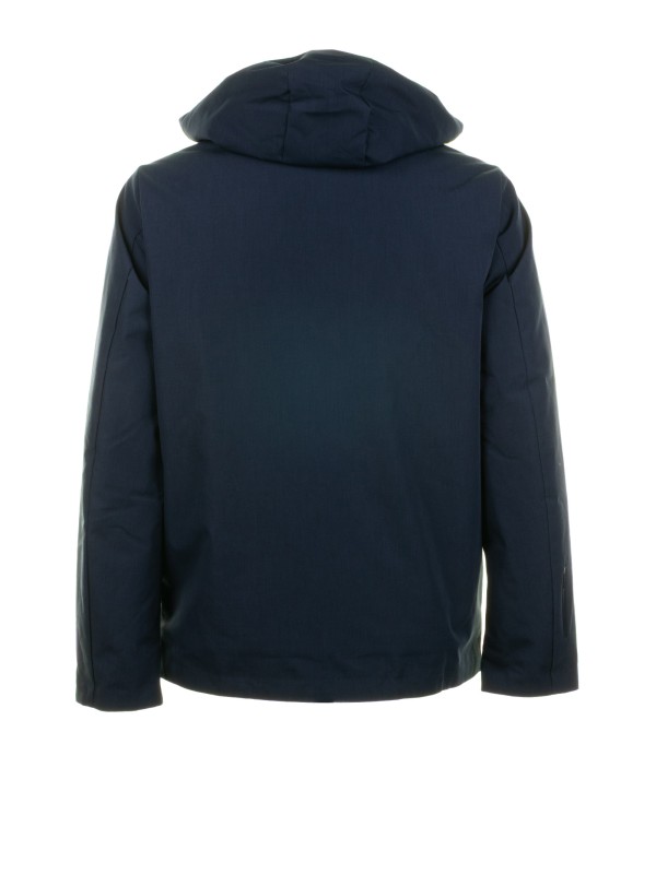 Giubbino blu navy con zip e cappuccio