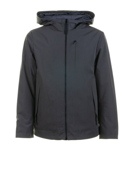 Giubbino grigio scuro con zip e cappuccio Giubbino grigio scuro con zip e cappuccio