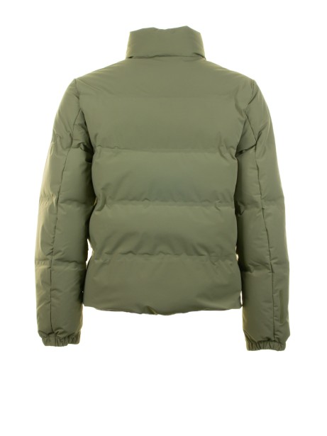 Piumino corto verde con zip e colletto