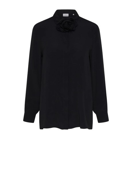 Camicia donna nera in misto seta
