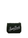 Pochette Aline nera in velluto con logo strass
