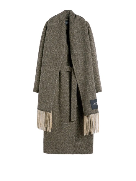 Cappotto lungo a vestaglia in twill di lana