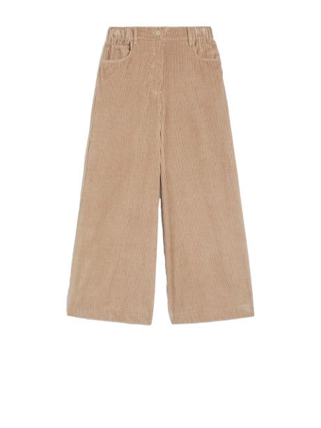 Pantalone crop in velluto di cotone  sabbia