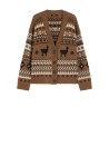 Cardigan in jacquard di alpaca e lana