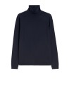 Turtleneck in blue silk and wool yarn
