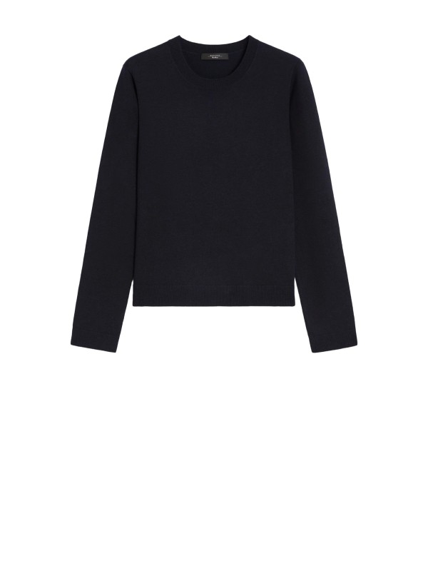 Maglia in filato di seta e lana blu