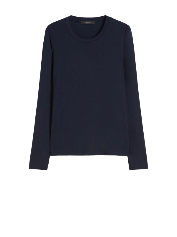 Basic T-shirt in blue stretch jersey