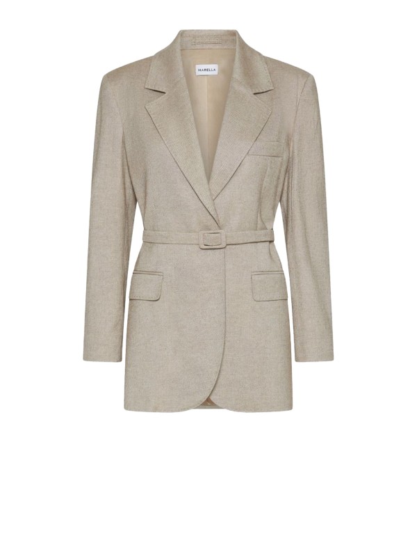 Giacca donna greige con cintura Giacca donna greige con cintura