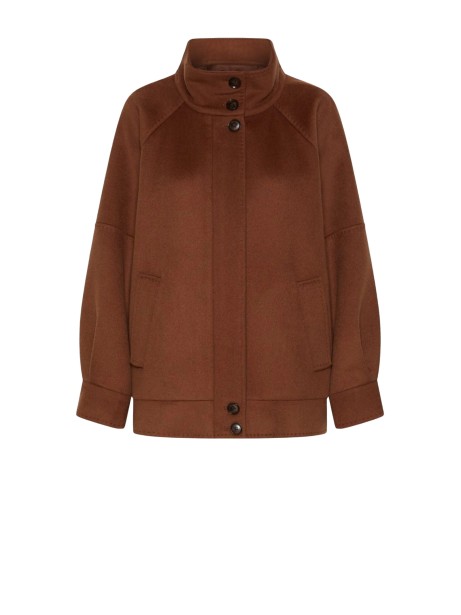 Giacca marrone con colletto e bottoni a contrasto