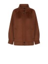 Giacca marrone con colletto e bottoni a contrasto