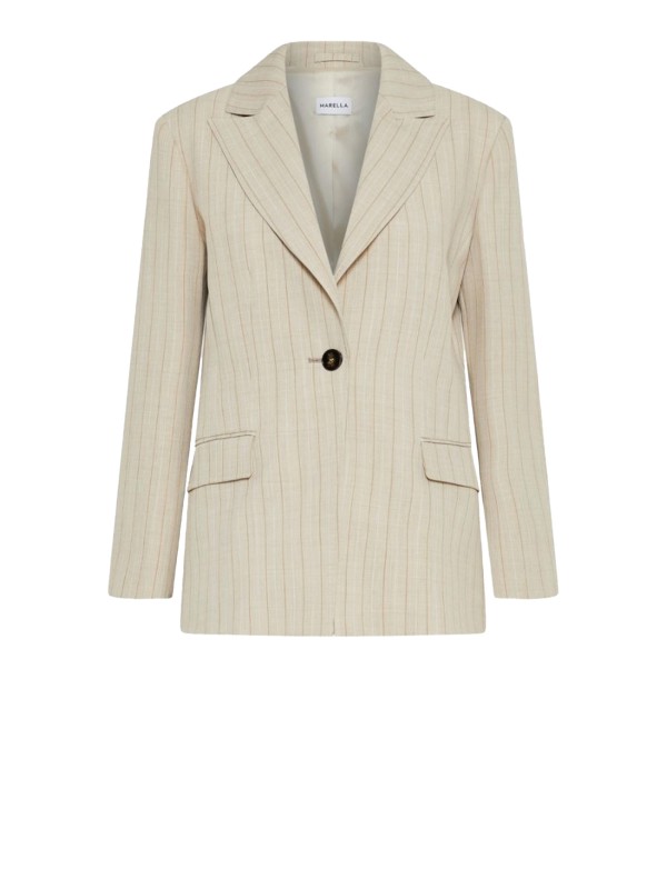 Giacca monopetto ecrù gessata Giacca monopetto ecrù gessata