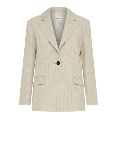 Giacca monopetto ecrù gessata Giacca monopetto ecrù gessata