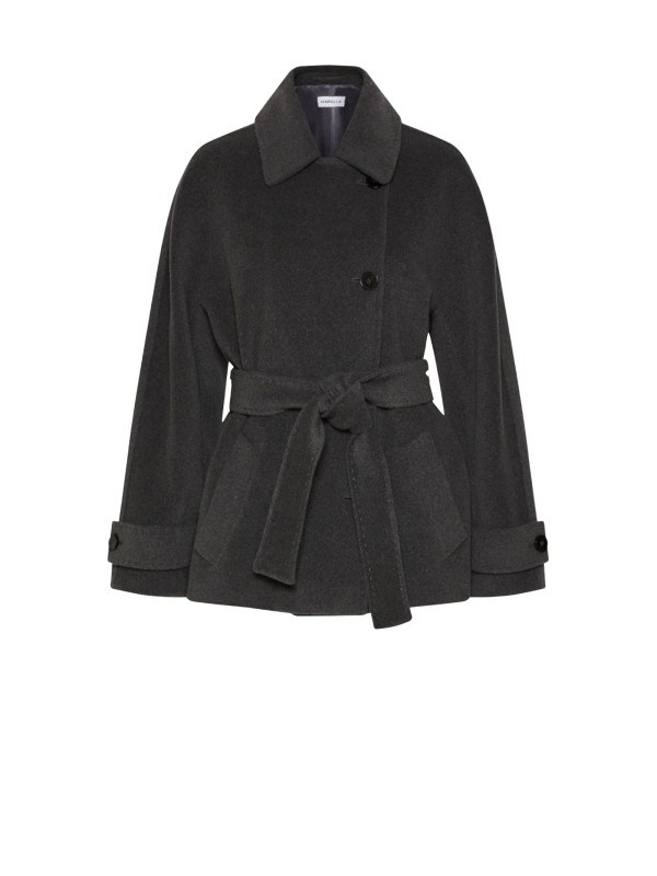 Giacca donna grigio melange con cintura