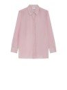Camicia rosa in misto seta e cotone garzato