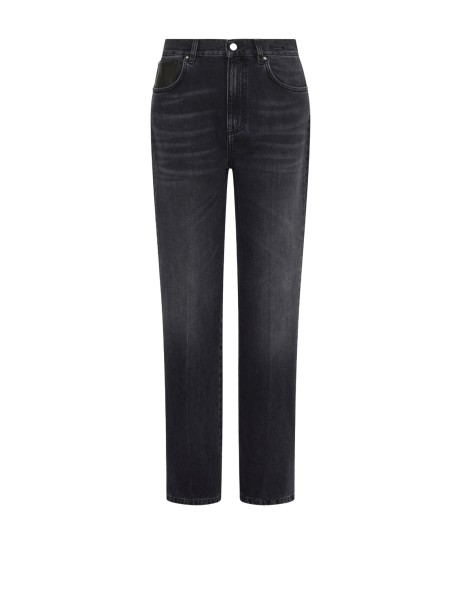 Jeans donna a vita alta wide leg nero