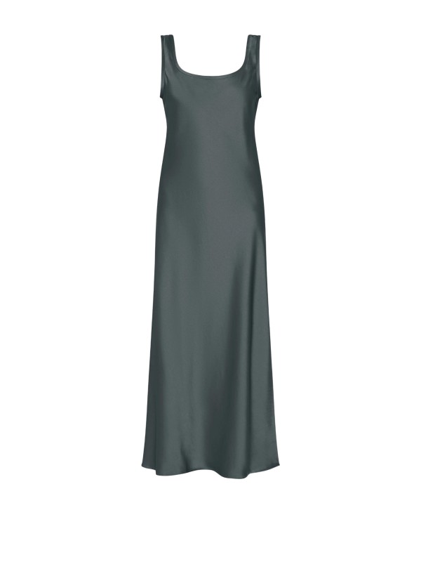 Abito lungo oliva in raso