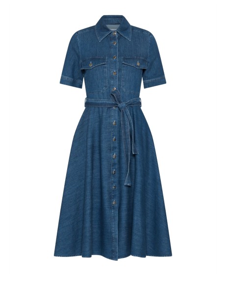 Abito lungo in denim con cintura