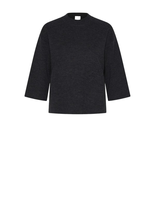 Maglia girocollo antracite in pura lana