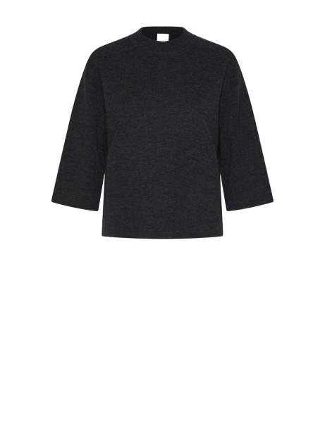 Maglia girocollo antracite in pura lana