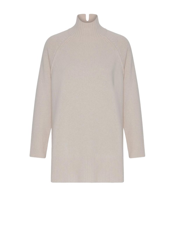 Maglia dolcevita sabbia in pura lana