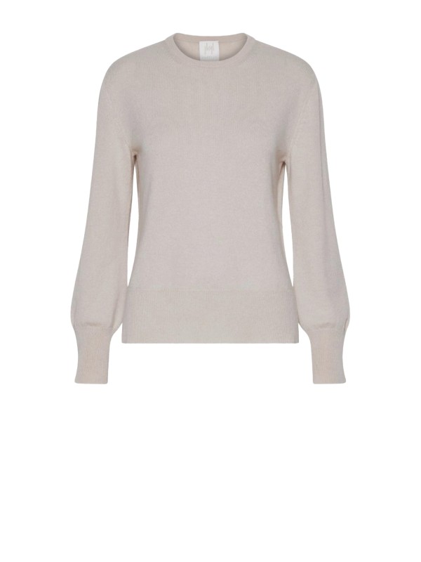 Maglia girocollo panna donna