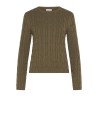 Maglia girocollo kaki in filo lana cotone