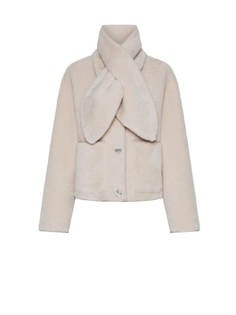 Pelliccia panna corta con bottoni