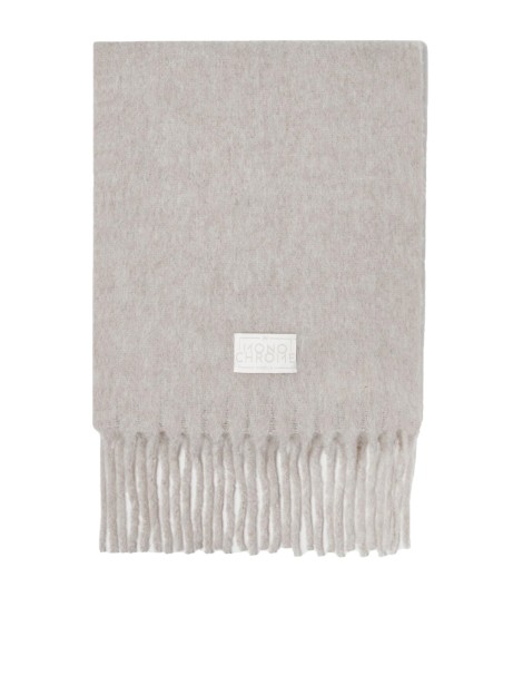 Sciarpa panna con frange in misto alpaca