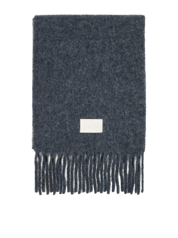 Sciarpa antracite con frange in misto alpaca