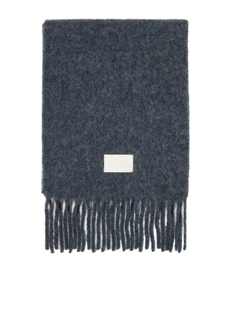 Sciarpa antracite con frange in misto alpaca