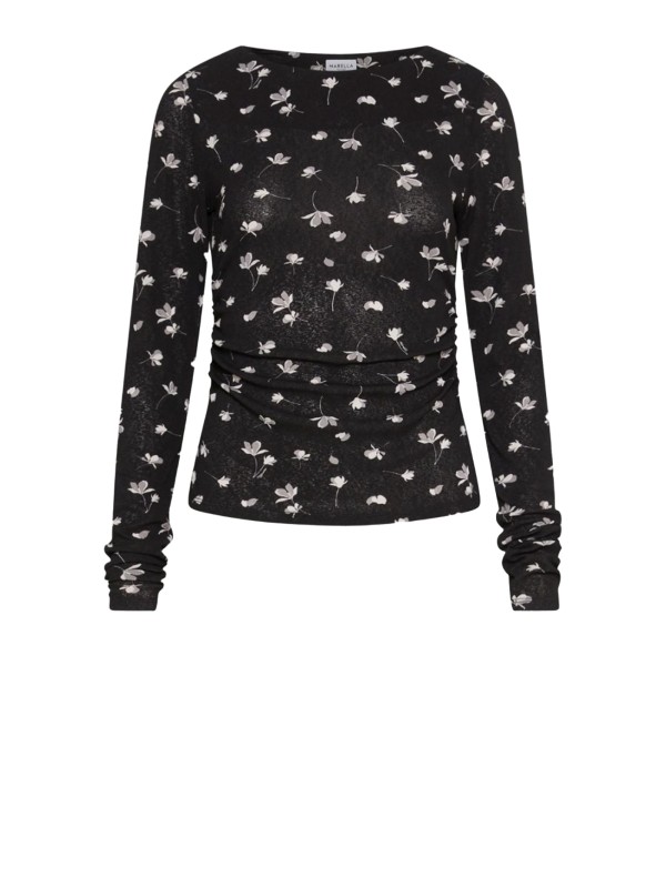 Maglia maniche lunghe in tulle stampato