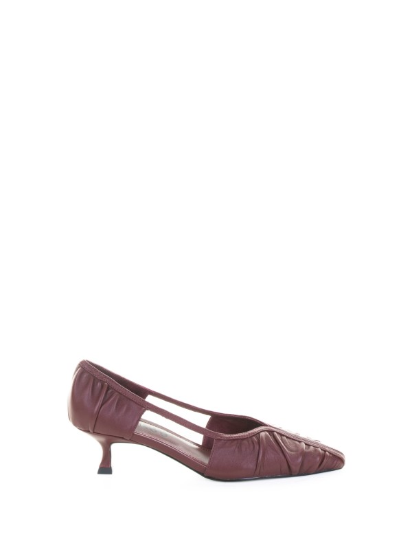 Decolletè slingback bordeaux in pelle