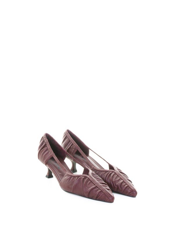 Decolletè slingback bordeaux in pelle