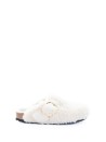 Sabot Boston Big Buckle bianco in teddy