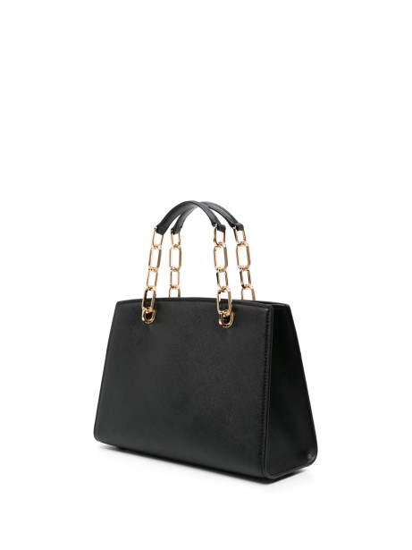 Borsa in pelle nera con logo MK 2