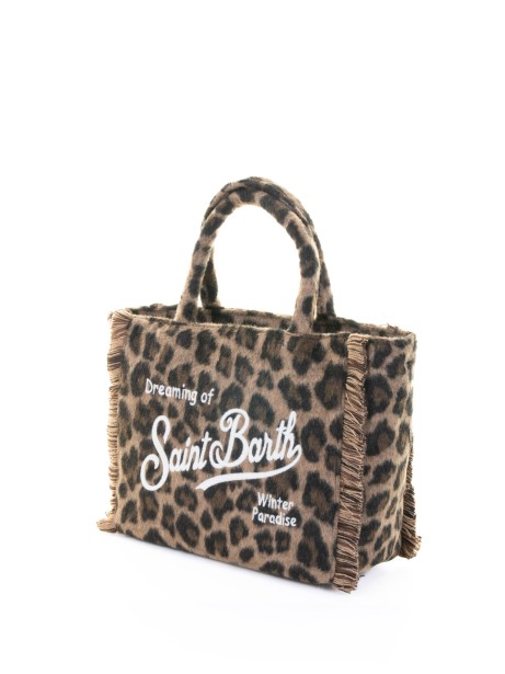 Borsa a mano Colette Felt in misto lana leopardata