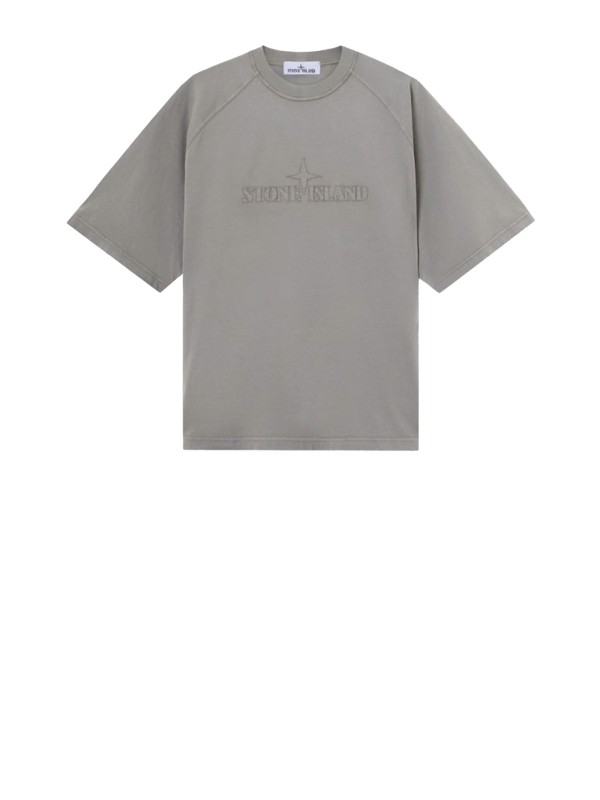 T-shirt grigio con scritta logo
