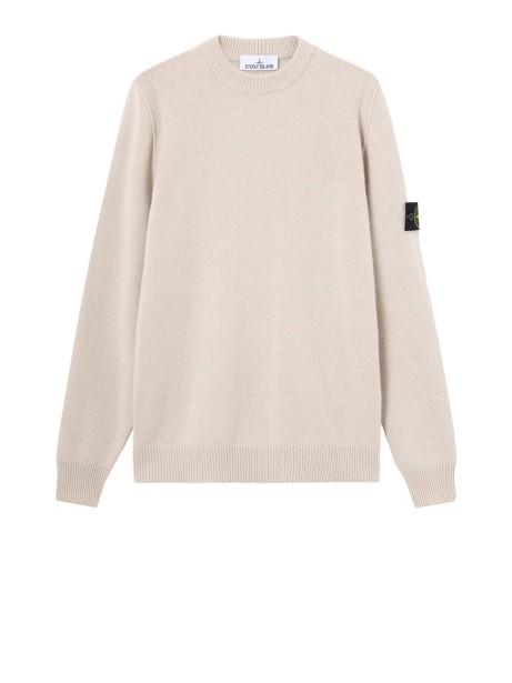 Maglia girocollo beige con patch logo