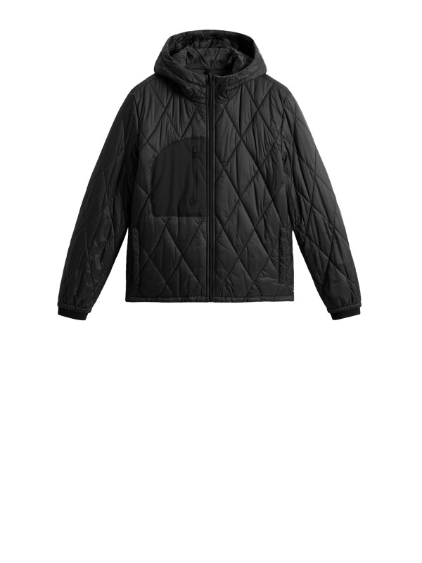 Men's Black Quilted Jacket with Hood