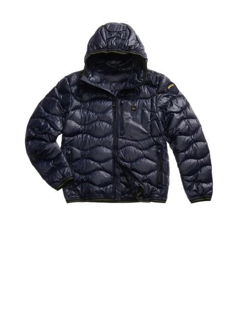 Piumino uomo blu trapuntato con cappuccio