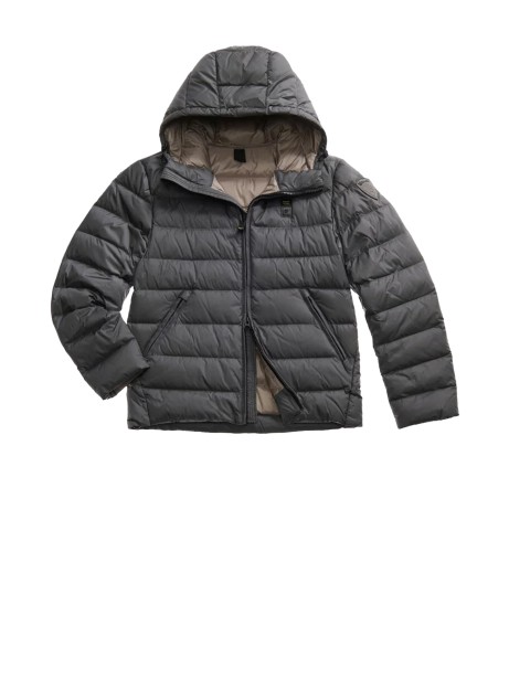 Piumino uomo grigio antracite trapuntato con cappuccio