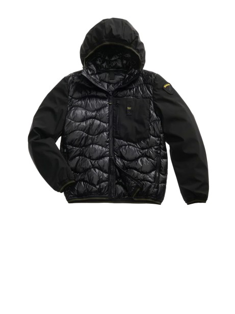 Men's Black Quilted Down Jacket with Hood