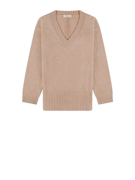 Maglia beige con scollo a V