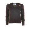 Maglia scollo a V testa di moro donna con applicazione